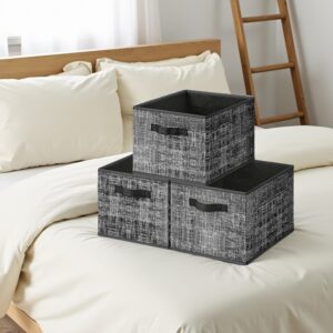 SONGMICS förvaringsbox 3-pack 40 x 30 x 24 cm bläck svart