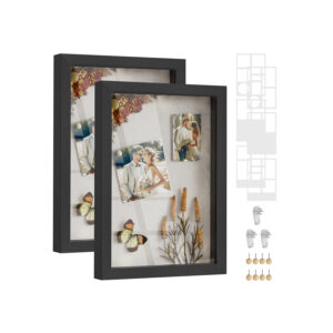 SONGMICS A4-kuvakehys seinäkoukulla, musta