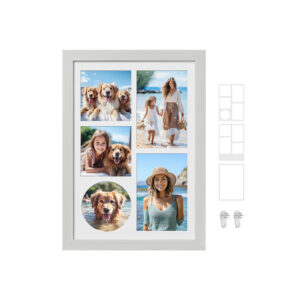 SONGMICS A4 picture frame for multiple pictures, vintage white