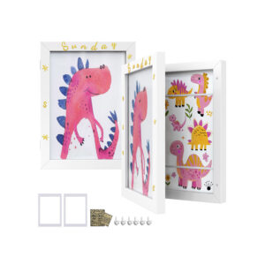 SONGMICS billedramme, 2 stk. med sporl?se v?gkroge, 34,5 x 25,5 cm, mat hvid