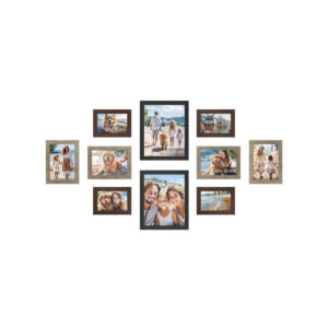 SONGMICS 10 kpl:n kuvakehyssetti punaruskea greige melange tuhkanmusta