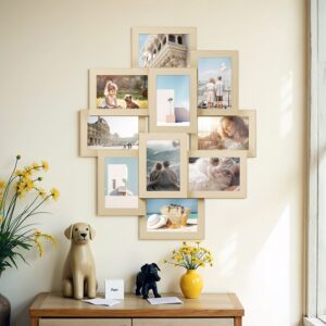 SONGMICS fotoramme-collage til 10 x 15 cm billeder naturbeige