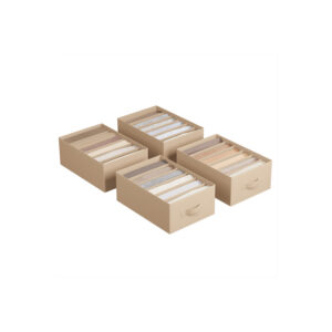 SONGMICS garderobeorganizer 4-delt s?t 42 x 30 x 17 cm sandbeige