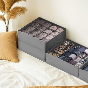 SONGMICS alusvaateorganisaattori 6 kpl:n sarja, 120 lokeroa, kyyhkynharmaa