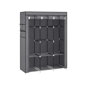 SONGMICS kangaskaappi, jossa 3 vaatetankoa ja 4 sivutaskua