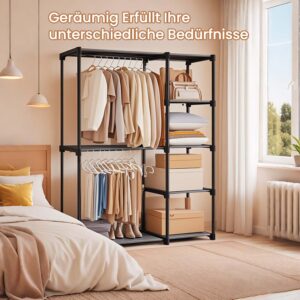 SONGMICS ?ben garderobeskab, t?jstativ, t?jstang