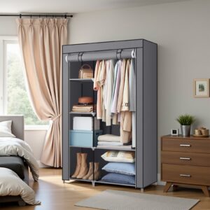 SONGMICS kangaskaappi vaatetangolla