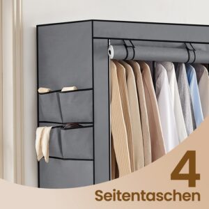 SONGMICS Kangaskaappi, jossa 3 vaatetankoa ja 4 sivutaskua