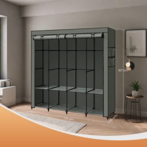 SONGMICS kangaskaappi, vaatekaappi, 170 x 45 x 167 cm