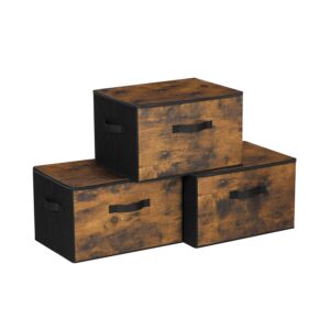 SONGMICS förvaringslåda med lock vintagebrun-svart