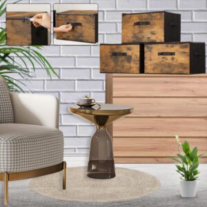 SONGMICS förvaringslåda med lock, 3-pack, vikbar tyglåda med handtag