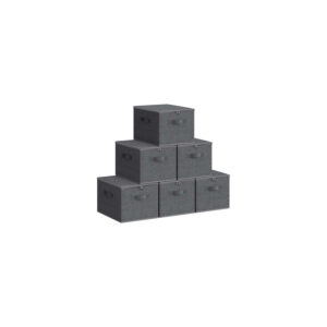 SONGMICS förvaringslåda med lock, 6-pack, skiffergrå