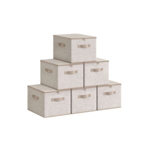 SONGMICS förvaringslåda med lock, 3-pack, sandbeige