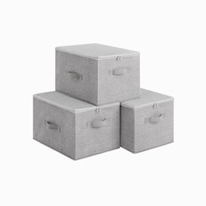 SONGMICS förvaringslåda med lock för kläder, grå