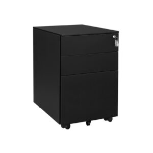 SONGMICS Mobile Filing Cabinet 3 Drawers Black