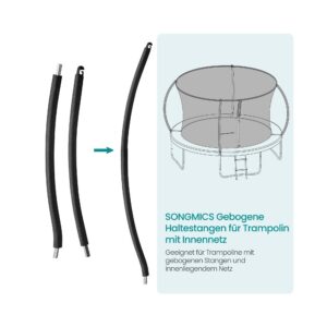 SONGMICS Böjda stödstänger (1* övre + 1*undre) för studsmattor med inner nät