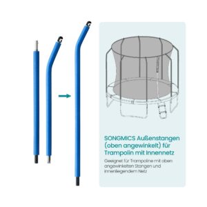 SONGMICS S?t med udvendige st?nger (1* vinklet ?verst + 1* lige nederst) til trampolin med indvendigt net