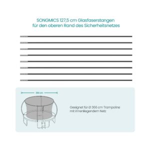 SONGMICS 8 glasfiberst?nger 127,5 cm til den ?verste kant