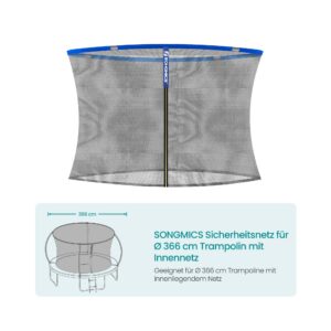 SONGMICS sikkerhedsnet til trampolin med en diameter p? 366 cm med indvendigt net