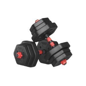 SONGMICS Hantels?t med forbindelsesstang 20 kg til hjemmet, bl?k sort