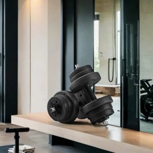 SONGMICS 2-i-1-h?ndv?gte, h?ndv?gtss?t med forbindelsesr?r i st?l, 2 x 10 kg, bl?k sort