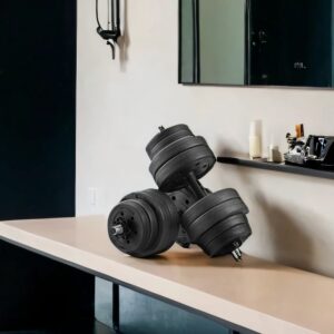 SONGMICS 2-i-1-h?ndv?gte, h?ndv?gtss?t med forbindelsesr?r i st?l, 2 x 15 kg, bl?k sort