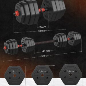 SONGMICS h?ndv?gte med forbindelsesstang 40 kg bl?k sort