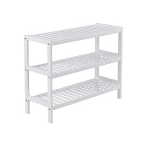 SONGMICS Bamboo Shoe Rack, White