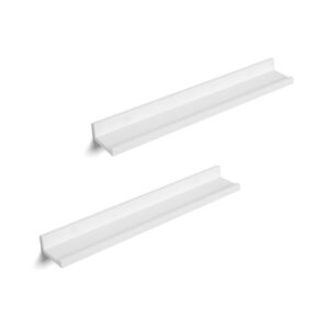 SONGMICS floating shelves, set of 2, glossy white