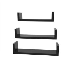 SONGMICS Floating Shelves, Set of 3, Black