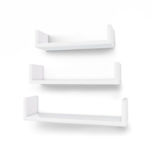 SONGMICS Floating Shelves, Set of 3, White