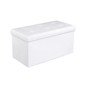 SONGMICS istuinkirstu 76 cm keinonahka valkoinen