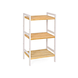 SONGMICS Bamboo Standing Shelf Unit, White-Natural Color