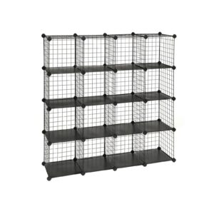 SONGMICS pistokehikko 16 ristikko-kuutiota musta