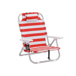 SONGMICS Beach Chair with Cooler Bag, Red and White