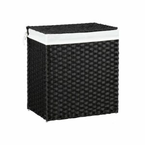SONGMICS Laundry Basket 110 L Poly Rattan Black