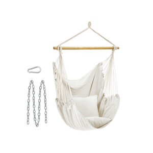 SONGMICS h?ngek?je med 2 puder og metalk?de, beige