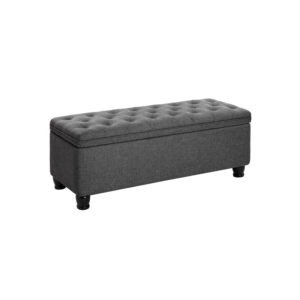 SONGMICS puf med opbevaringsplads og knapquiltning, m?rkegr?