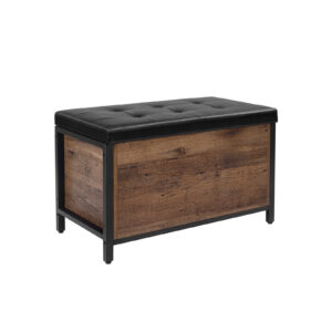 VASAGLE penkki keinonahkaisella istuimella, hasselpähkinänruskea-musta