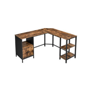 VASAGLE L-shaped computer desk, vintage brown-black