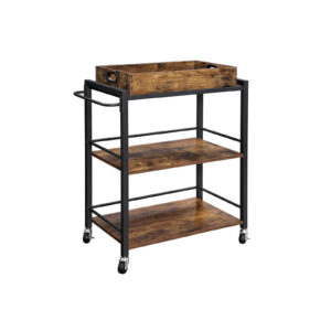 VASAGLE kitchen trolley with tray, vintage brown
