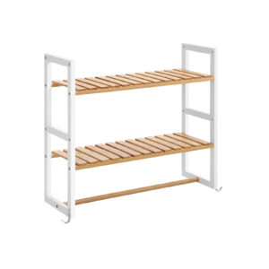 SONGMICS Adjustable bathroom shelf with 2 hooks