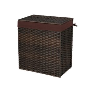 SONGMICS Laundry Basket Poly Rattan 110 L Brown