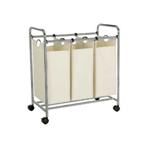 SONGMICS Laundry Sorter 3 Compartments Beige