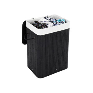 SONGMICS Bamboo Laundry Bin 72 L Black