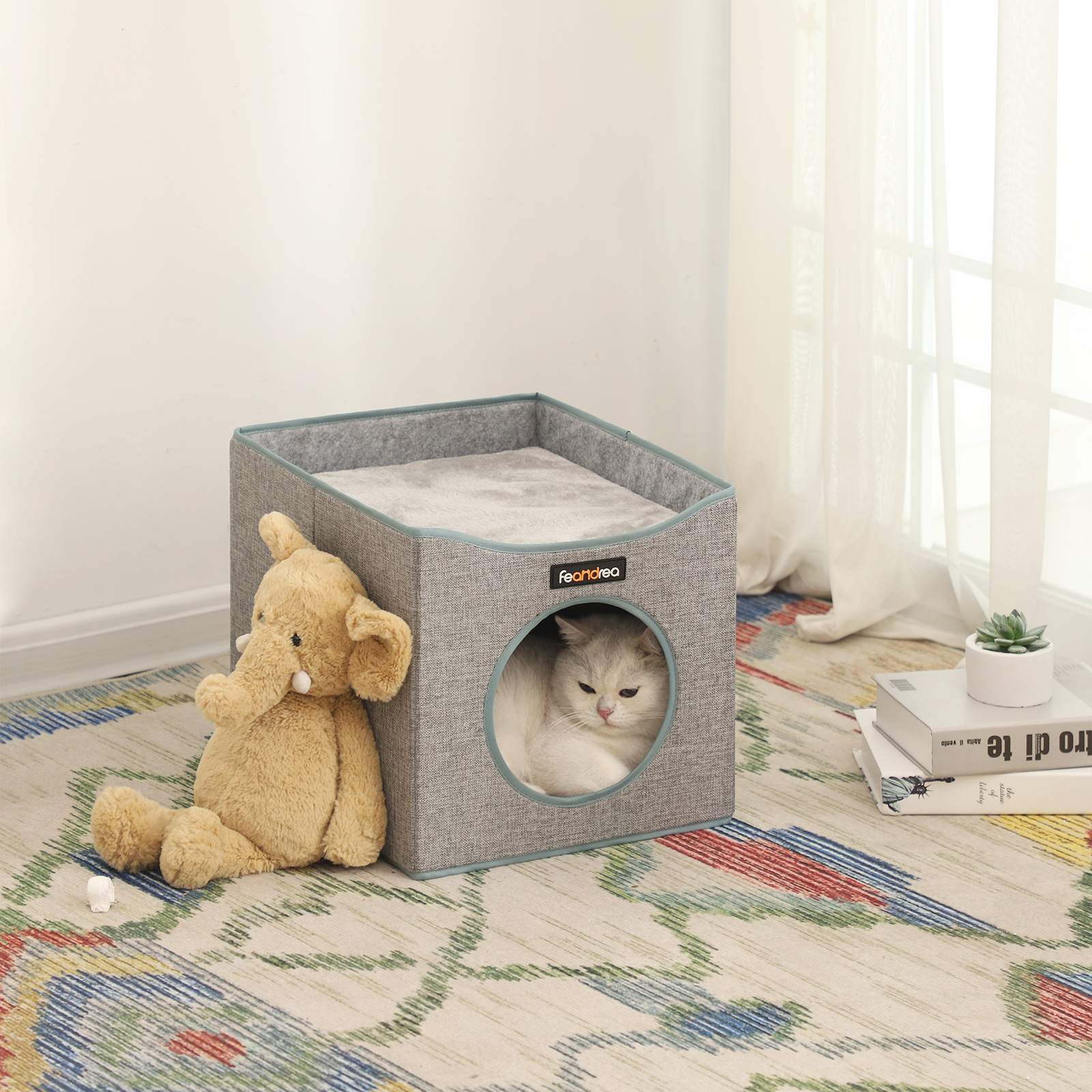 Feandrea Cube-shaped Cat Cave Gray - Image 4